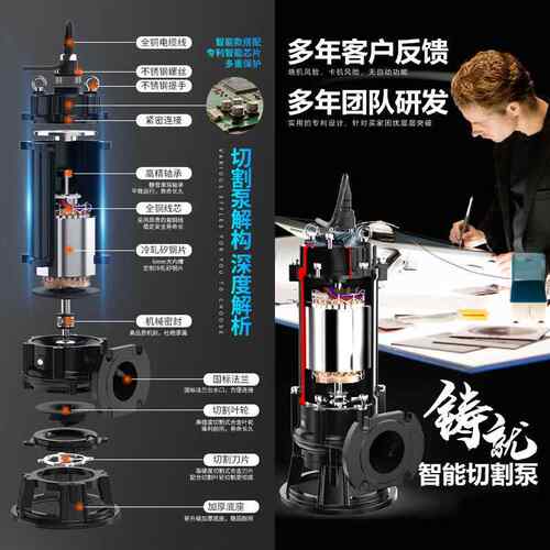 人民切割式污水泵220v抽粪泥浆排污泵小型家用潜水泵化粪池抽水泵