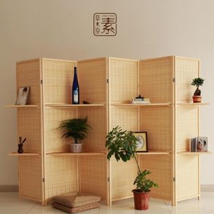全实木屏风玄关隔断竹编经济可移动折屏酒店 客厅卧室餐馆现代中式