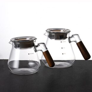 mrwater带盖咖啡分享壶耐热透明玻璃壶带刻度可电陶炉加热咖啡壶