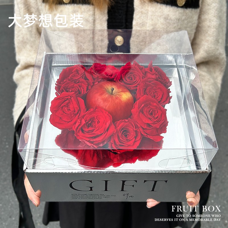 情人节银色透明盖爱n心玫瑰花礼盒结婚送女友闺蜜老婆告白生日礼