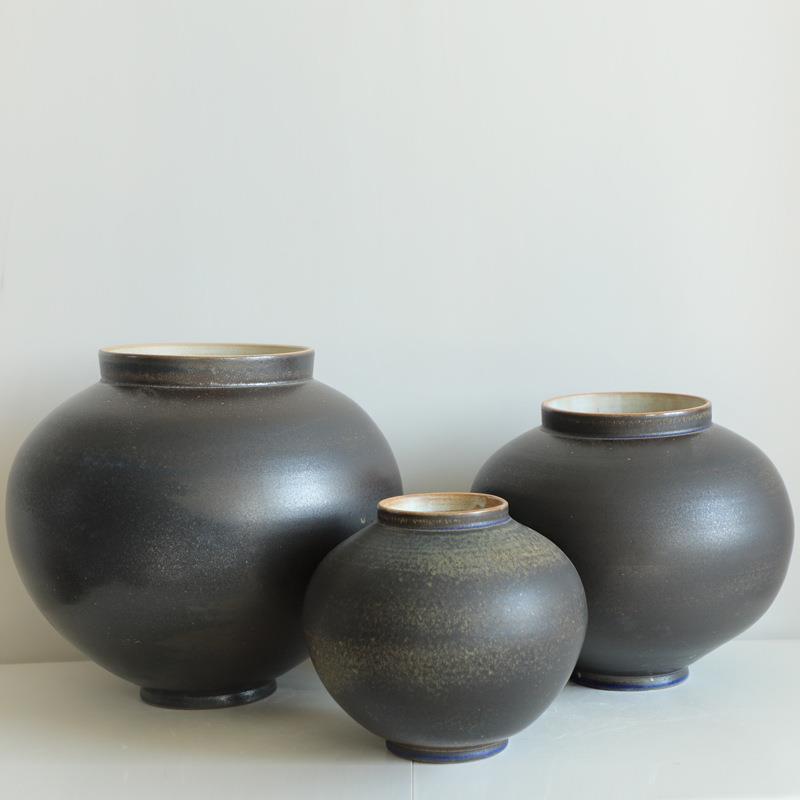 侘寂风粗陶花器禅意花瓶插干花高级感手工陶罐陶瓷日式装饰摆件