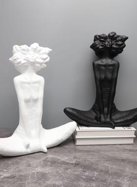 现代简约创意树脂人物雕塑摆件样板间电视柜客厅玄关家居软装饰品