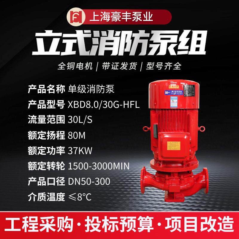 XBD电动机消防泵组自动喷淋泵立式单级消防泵3kw室外消火栓加压泵 - 实物图