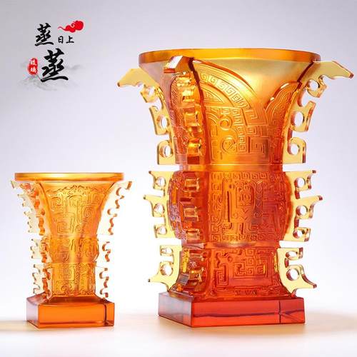 古法琉璃蒸蒸日上鼎花瓶摆件办公室装饰公司开业礼品送客户高档