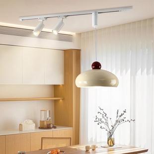 帶射燈現代簡約網紅餐桌燈具 餐廳飛碟吊燈可升降吧臺可移位軌道式