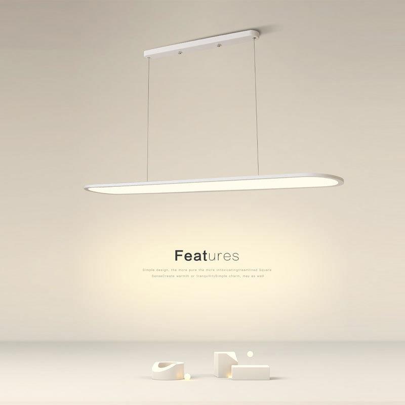 简约长条餐厅吊灯极简餐桌饭厅办公室灯北欧吧台椭圆LED吊灯