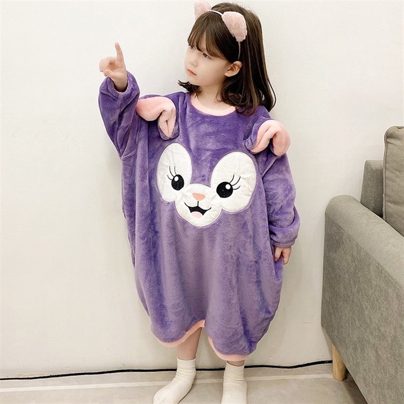 法兰绒儿童睡袋秋冬加厚加绒宝宝珊瑚绒分腿防踢被婴幼儿连体睡衣