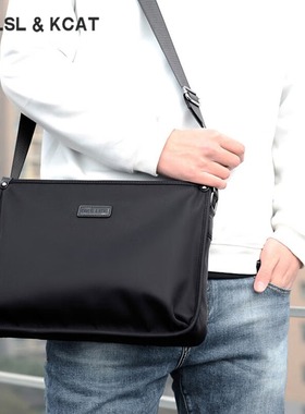 CavlslKcat斜挎包男士商务单肩包通勤背包大容量帆布包时尚邮差包