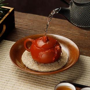 养壶紫砂壶储水底座壶托茶具大号 粗陶藤编壶垫壶承干泡台茶盘日式
