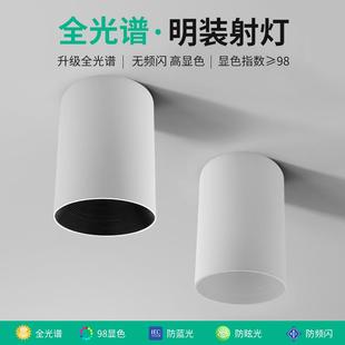 筒灯led长桶家用防眩射灯免开孔天花吸顶式 明装 北欧cob卧室过道
