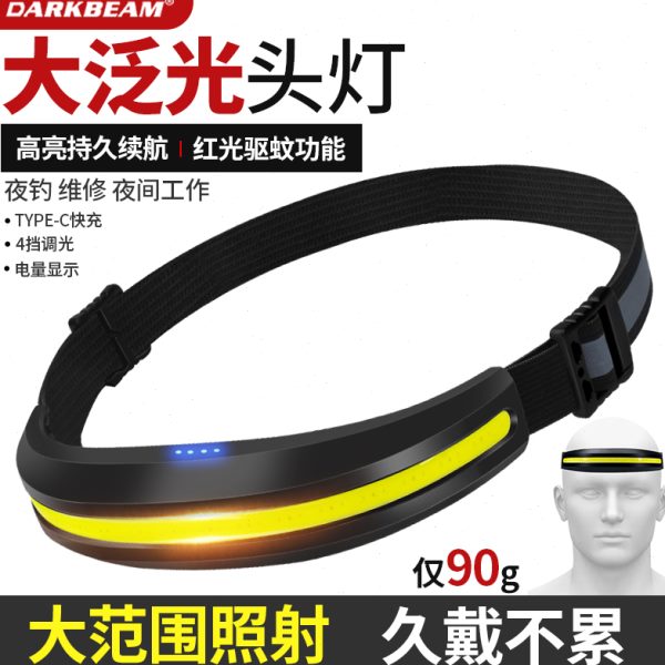 感应头灯强光头灯头戴式超亮充电COB泛光灯工作维修灯夜钓头盔灯