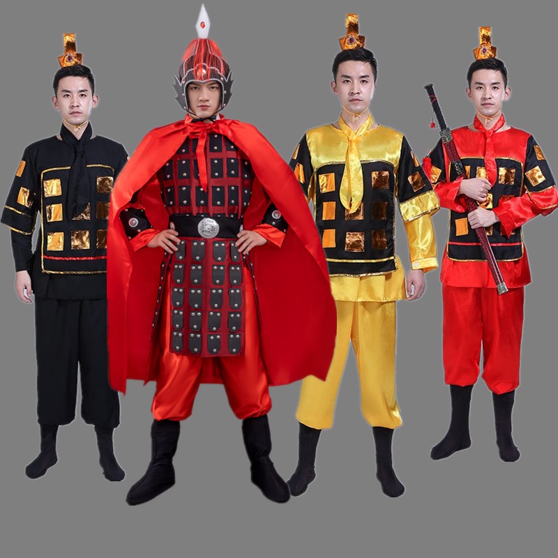 古装盔甲演出服将军汉服舞台服古代士兵服装男女红色影视戏曲包邮