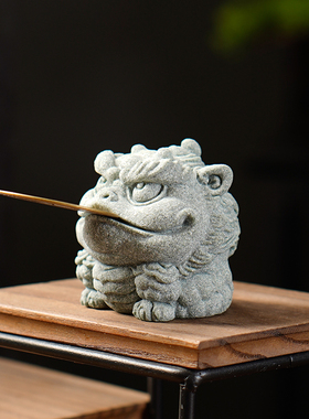 创意可爱招财小金蟾茶宠茶玩摆件青砂石工艺礼品摆饰鱼缸造景桌面