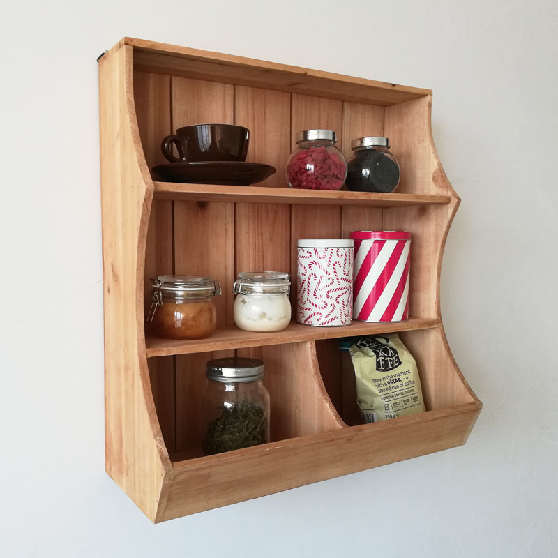 房间装饰品餐厅厨房墙上置物架搁板进门口壁挂实木杂物杯子收纳架