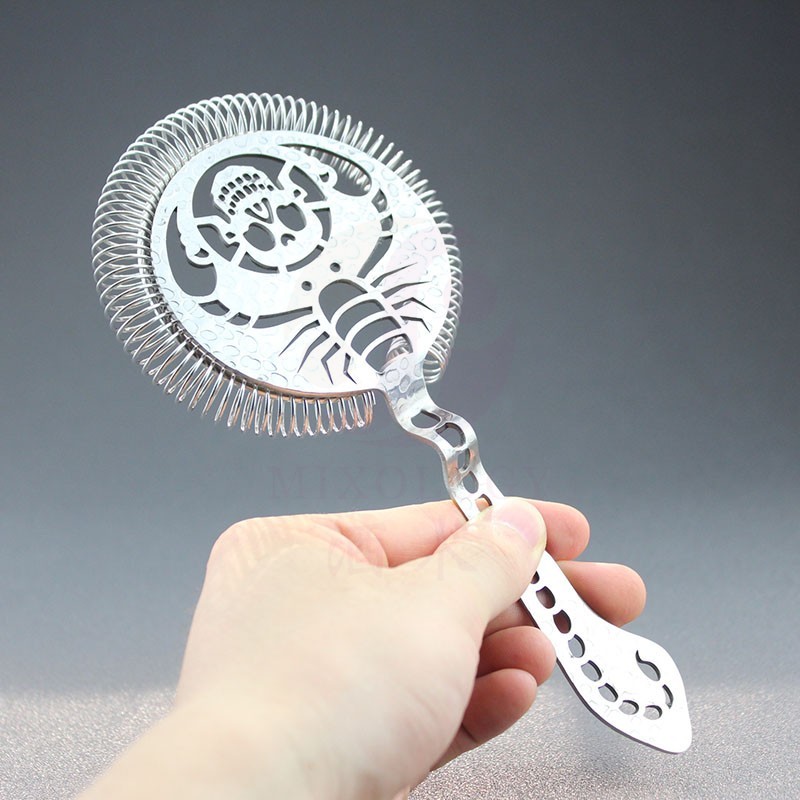 酒术不锈钢欧式霍桑滤冰器蝎子过滤器双层调酒冰隔鸡尾酒双重漏网