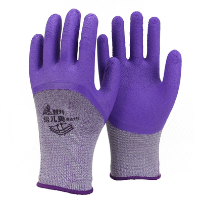 登升倍儿爽#419紫手套劳保浸胶耐磨橡胶工作防滑护劳动男工地干活