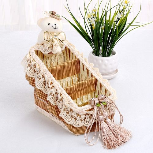 包邮遥控篮子遥控器收纳盒布艺蕾丝藤编遥控板收纳篮客厅储物篮子