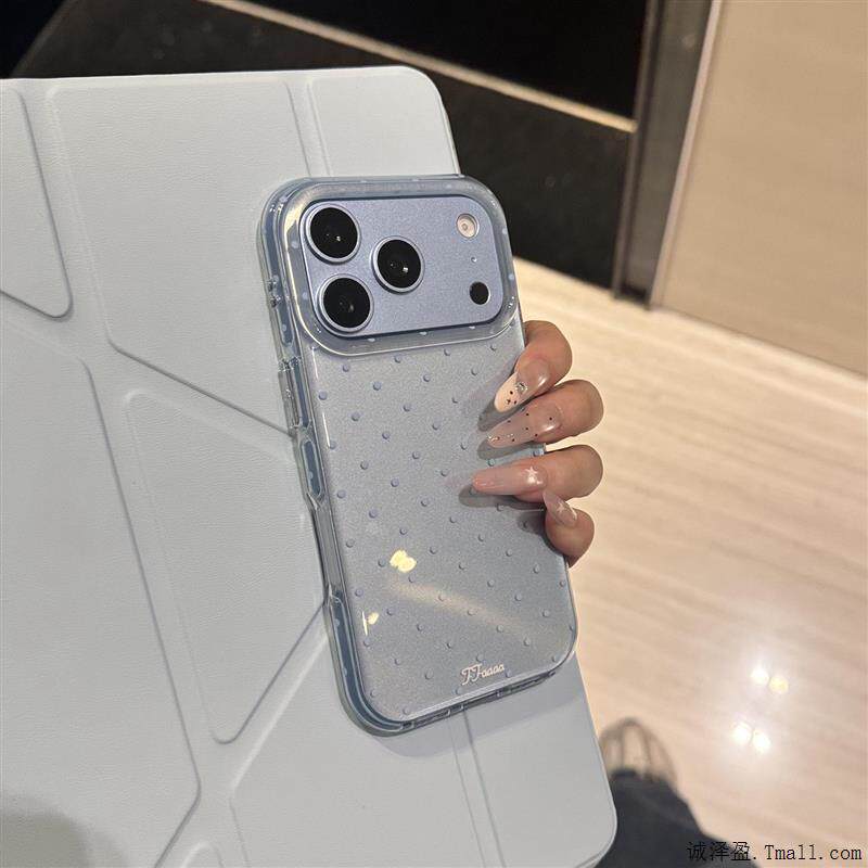 粉嫩少女韩系纯色满屏小波点网红感苹果18Promax手机壳适用iPhone17Pro硅胶16/15简约14纯色可爱全包防摔潮套
