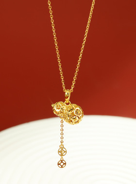 新年款925通体纯银项链镂空葫芦吊坠百搭女轻奢高级感吊坠