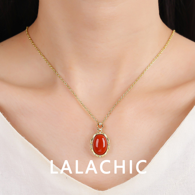 925银玛瑙吊坠简约日常百搭蛋面南红吊坠（不含链）