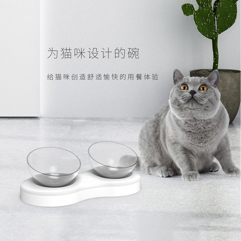 小壹狗狗宠物猫碗可调节角度斜口单碗双碗保护颈椎猫粮碗食盆猫盆