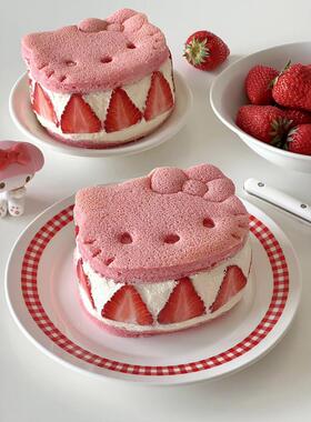 可爱kat猫蛋糕烘焙模具按压式压花器DIY饼干甜品西瓜3D立体裱花