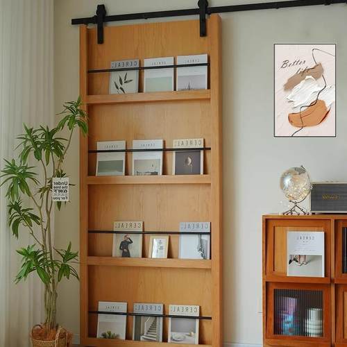 实木书架门谷仓门卫生间移门厨房吊轨门推拉门隐形门幽灵门杂志门