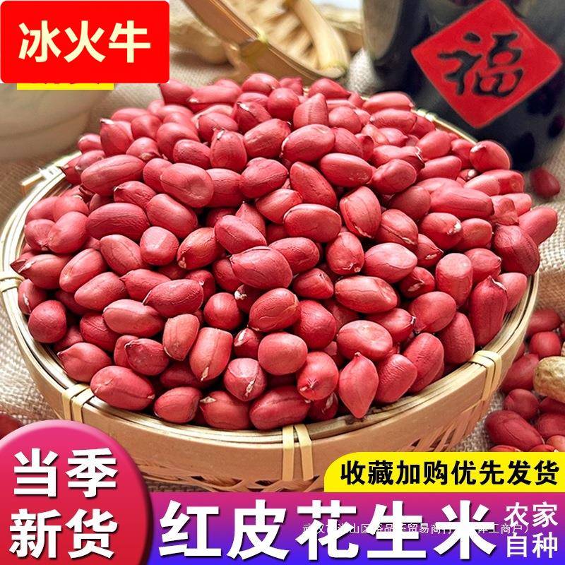 红皮花生米生新5斤装新货四粒红衣小粒花生新鲜生花生仁农家自种