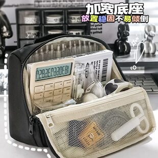 可装本子！超大容量站立式手笔袋提可立铅笔袋初中女生男孩简约文