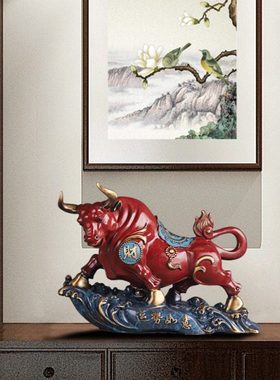 《牛转乾坤》全铜牛摆件玄关开业礼品办公室装饰品牛气冲天工艺品