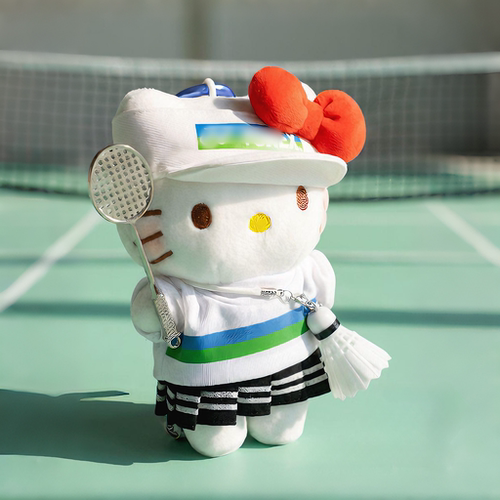 正版heiiokitty包包挂件三丽鸥羽毛球凯蒂猫DIY包挂饰仔毛绒公仔