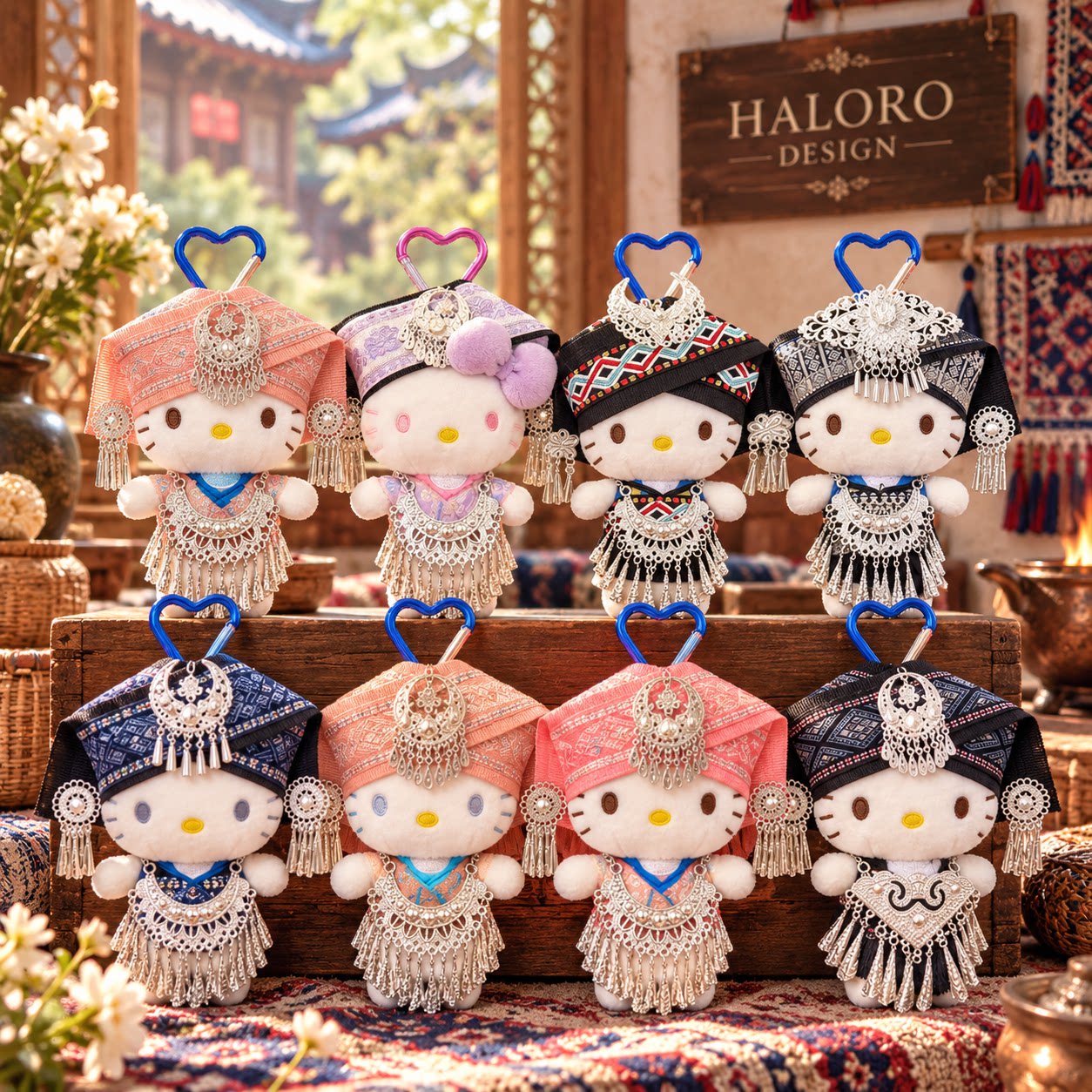 正版HelloKitty苗族民族风毛绒包挂件流苏钥匙扣书包挂饰闺蜜礼物