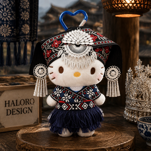 正版苗族HelloKitty包挂件民族风服饰刺绣流苏背包挂饰文创伴手礼