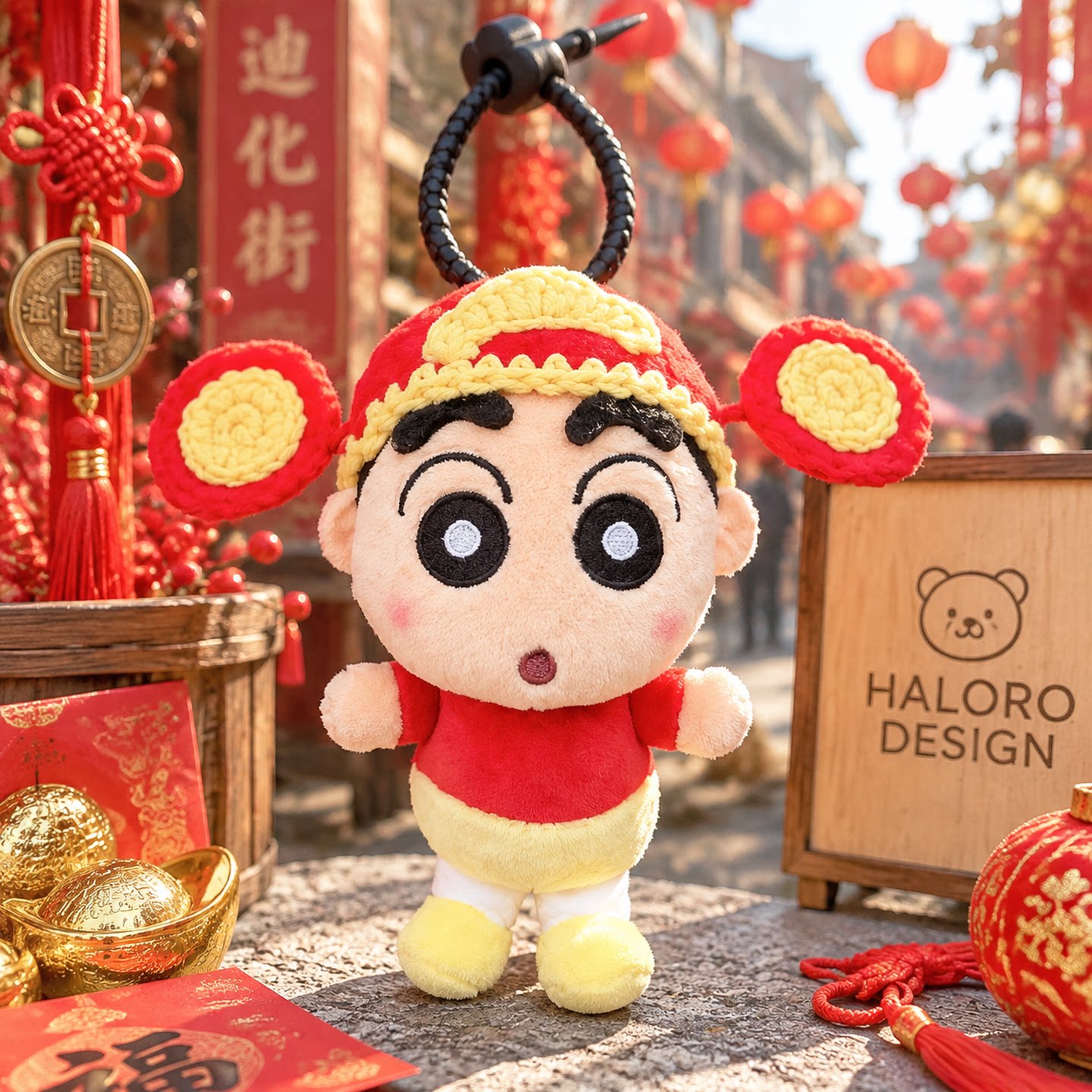 正版蜡笔小新毛绒包挂件新年可爱卡通玩偶创意潮玩包挂饰生日礼物