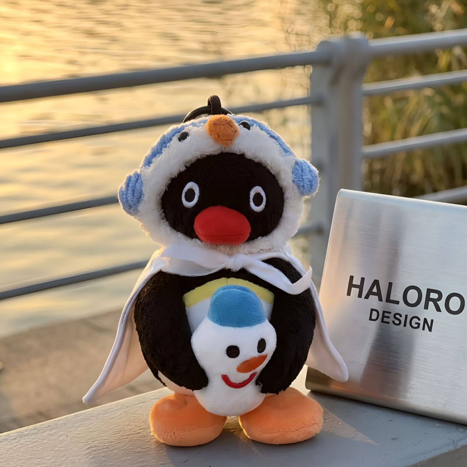 正版pingu企鹅包包挂件可爱滑雪秋冬日卡通毛绒公仔玩偶挂饰礼物