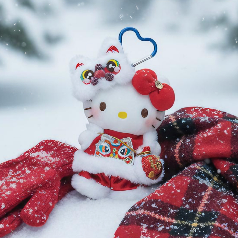 正版新年限定醒狮HelloKitty包挂件卡通毛绒可爱玩偶凯蒂猫钥匙扣图片