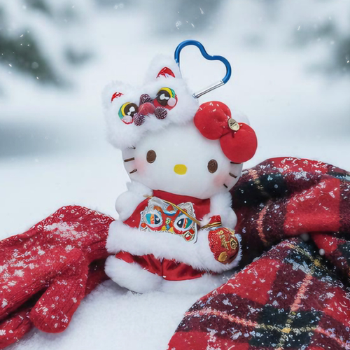 正版新年限定醒狮HelloKitty包挂件卡通毛绒可爱玩偶凯蒂猫钥匙扣