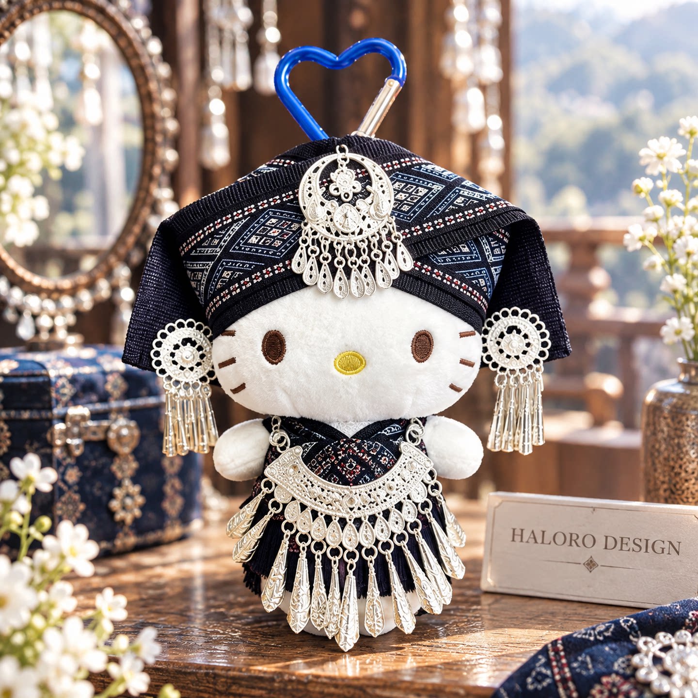 正版HelloKitty苗族民族风毛绒包挂件流苏钥匙扣书包挂饰闺蜜礼物