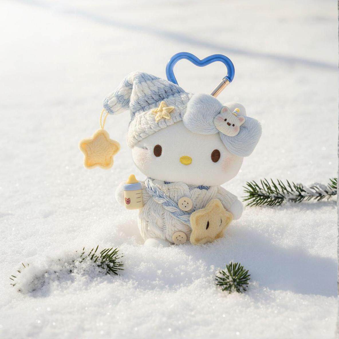 正版新年红纽扣HelloKitty凯蒂猫包挂件卡通毛绒玩偶钥匙扣送礼物