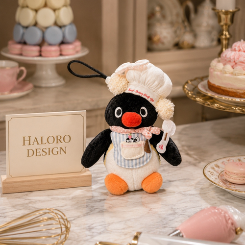 正版pingu可爱企鹅毛绒包挂件厨师造型卡通玩偶背包挂饰生日礼物