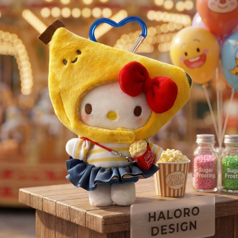正版HelloKitty可爱香蕉造型毛绒包挂件卡通玩偶书包挂饰生日礼物