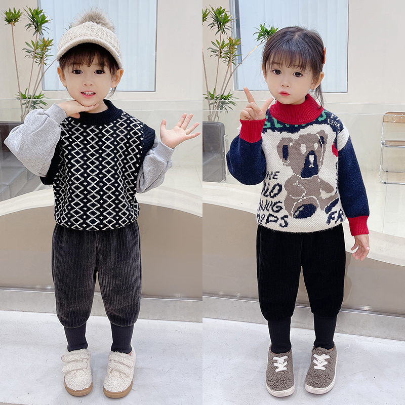 宝宝加绒裤子一体绒雪尼尔冬季女童夹棉外穿棉裤男童加厚宽松长裤