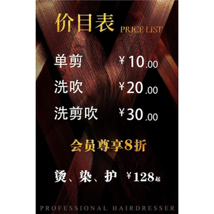 价目表海报展板精致造型新店试营业体验价特色项目价目表墙贴墙纸