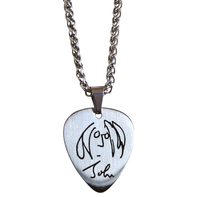 约翰列侬拨片项链可弹奏乐队金属钛钢定制男刻字手工吉他配件吊坠