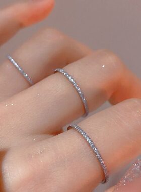 SIYUE \定制 不掉色磨砂细闪叠戴戒指简约通勤叠戴百搭日常食指戒