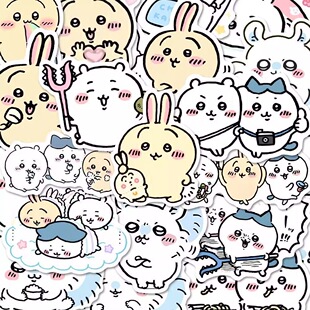 200张爆款卡通吉伊卡哇chiikawa贴纸呆萌小八周边diy手账桌面贴纸