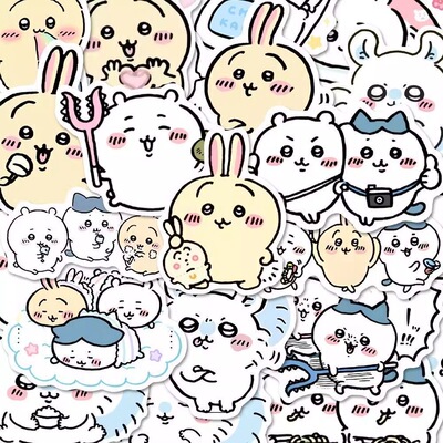 200张爆款卡通吉伊卡哇chiikawa贴纸呆萌小八周边diy手账桌面贴纸