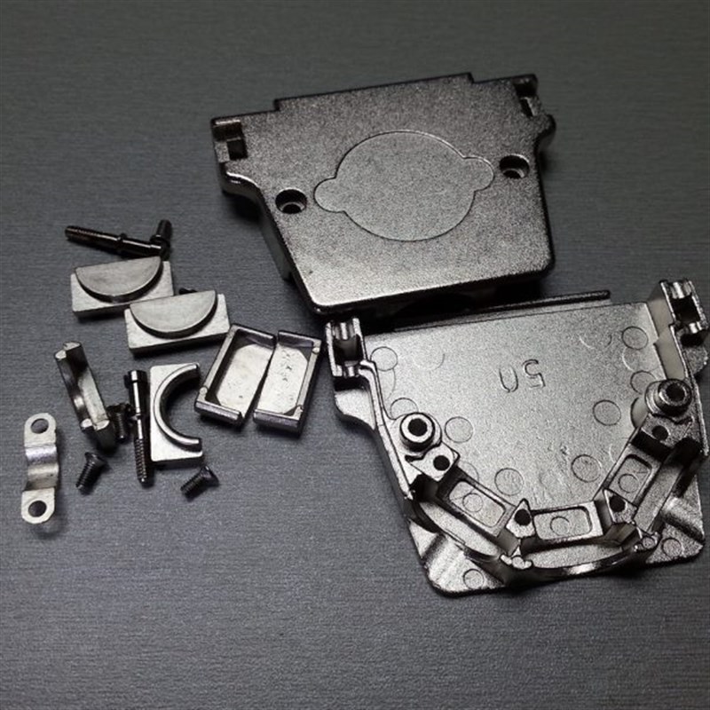 防哈丁d-sub50P直出3孔出线金属外壳 防DB50pin焊线用金属外壳