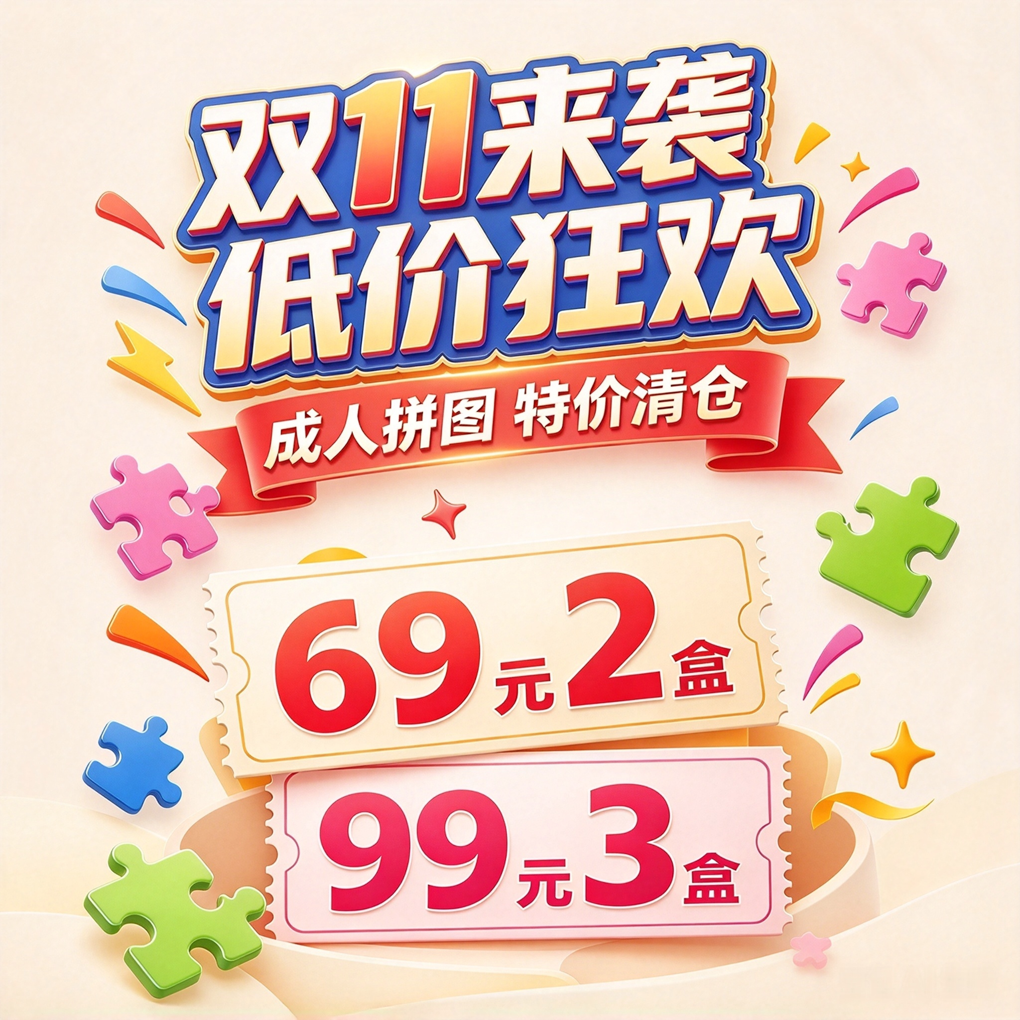 【特价清仓】古部500/1000片拼图成人版益智解压玩具99元任选3盒