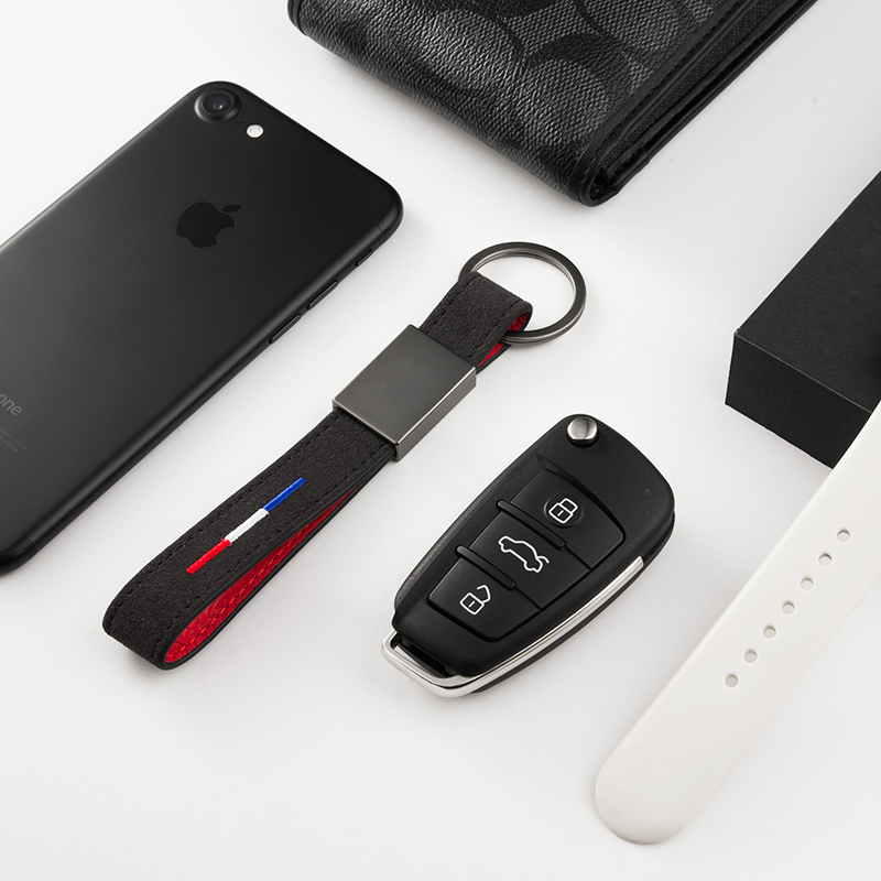 简约翻毛皮钥匙扣手拎创意汽车钥匙链挂件钥匙圈环男士女士锁匙扣